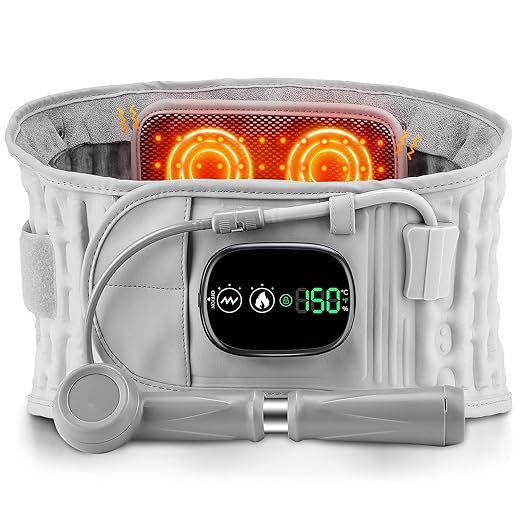 ERHIVORA Decompression Back Belt with Red Light Heating and Massage, Back Reliever, Inflatable Back Brace for Spinal Lumbar Woman Men Heating Pad