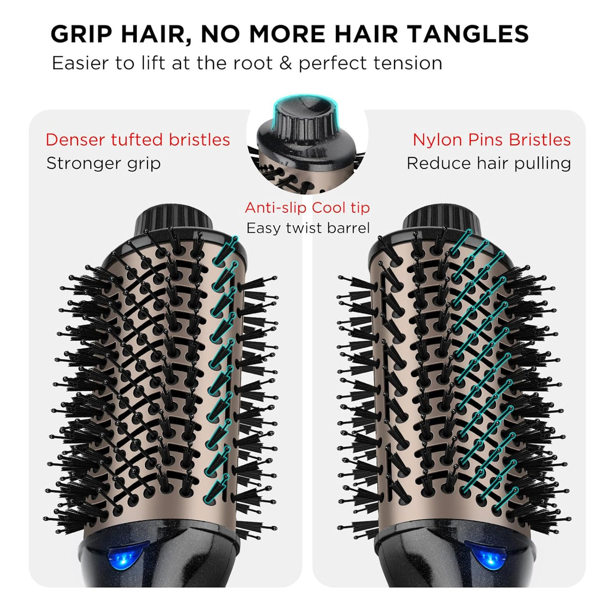 One Step Hair Dryer & Volumizing Hot Air Brush, Blow Dryer, Ceramic Straightener, Curler & Hot Comb 4 in 1 Salon Ionic Brush, Hair Styling Tools, Black