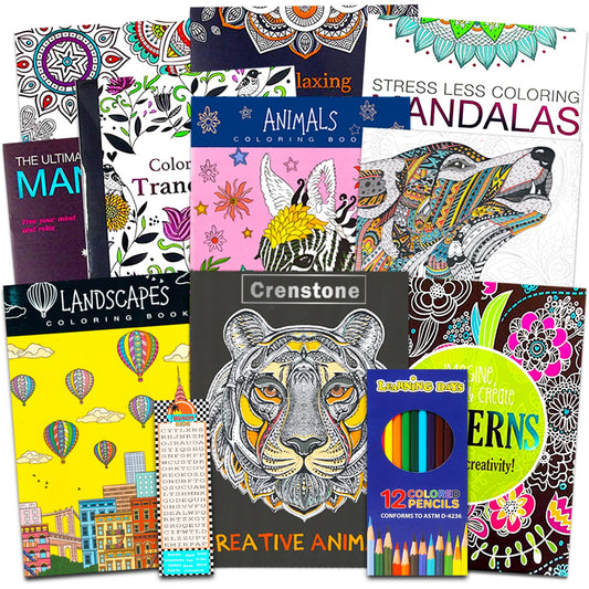 10 Pack Adult Coloring Book Super Set - Bundle with 10 Adult Coloring Books for Women, Men Featuring Mandalas and More | Advanced Coloring Books Bulk