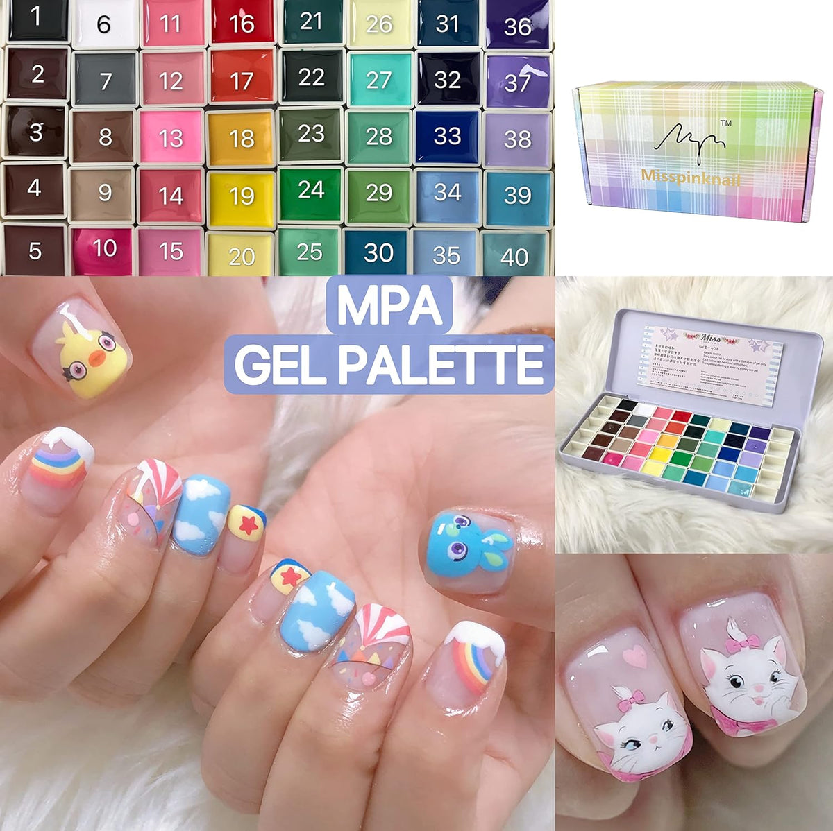 Gel palette Painting gel for nail art 40colors individual squares UV LED Gel for Nail Art DIY