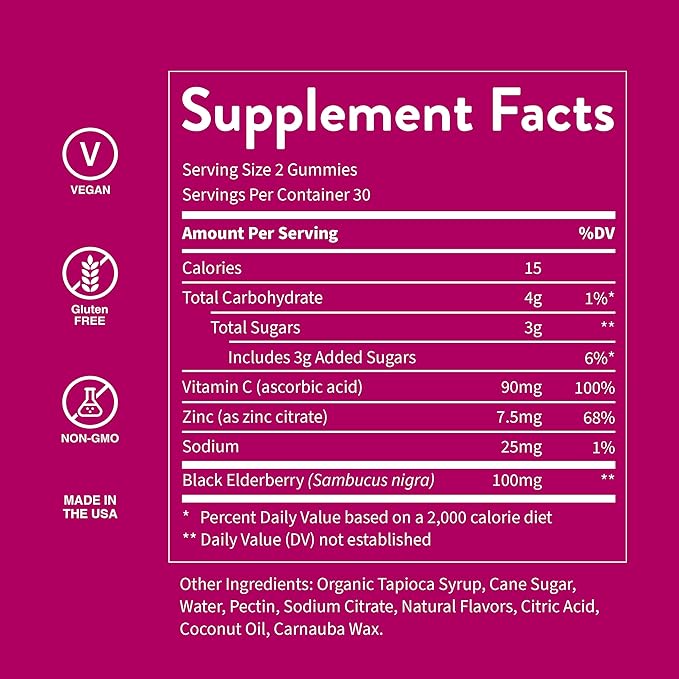 WellPath Boost Elderberry Gummies with Vitamin C (3-Pack) - Immune Support Gummy for Adults | Immunity Booster Vitamins | Zinc Supplement | Vegan, 180 Ct