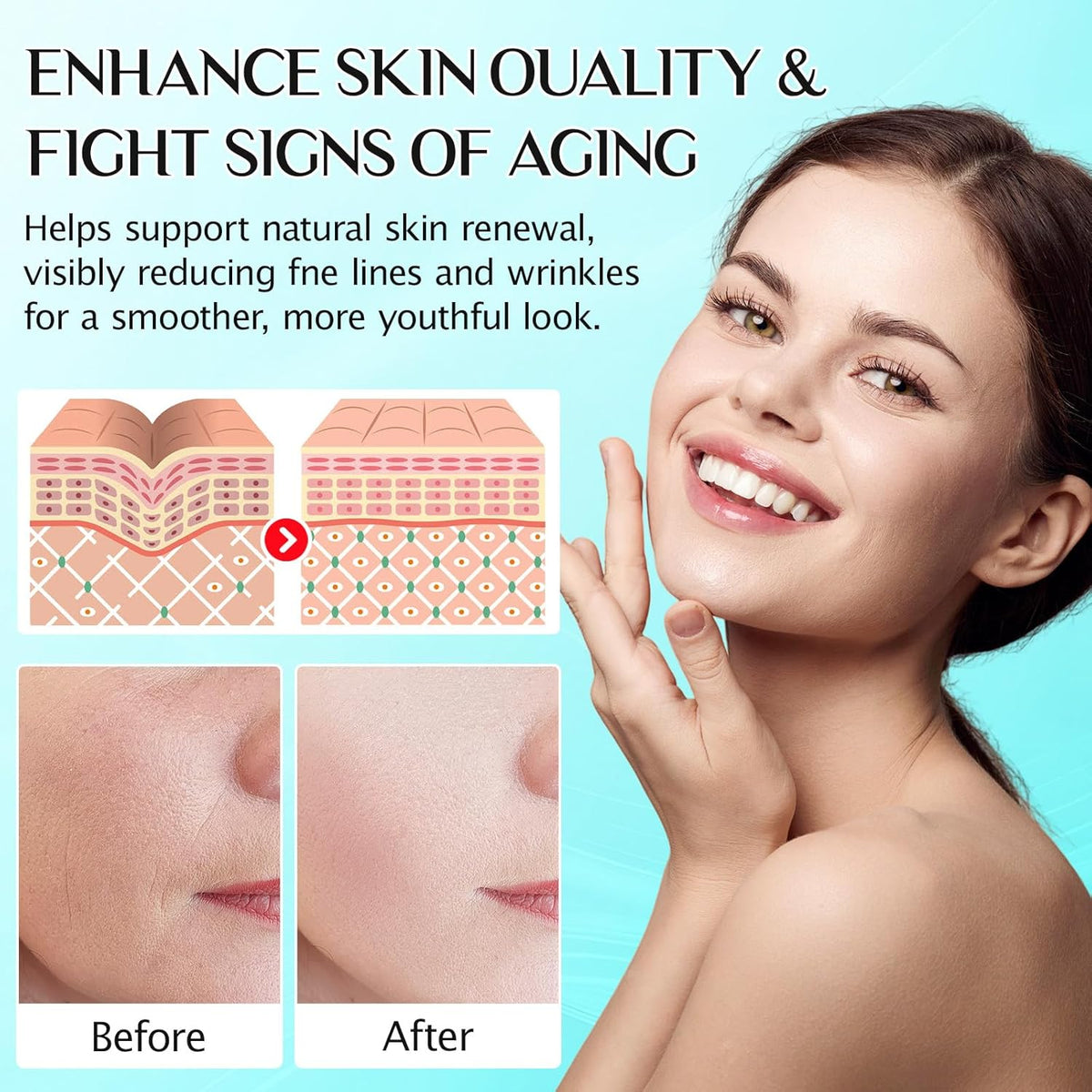 3% Hyaluronic Acid Serum for Face,Ultra-Hydrating Hyaluronic Acid Serum Tube Smooth Skin Deep Moisturizing Facial Serum for Anti-Aging with 30 Pcs Single-Use Vials Design