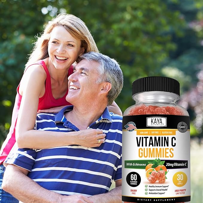 Kaya Naturals Immune Support Gummies, Zinc, Vitamin C, Echinacea, and Electrolytes, Immune Support Supplement, Caffeine Free, Non-GMO - Gluten Free - Great Flavored Gummy Vitamin Supplement 60 Count