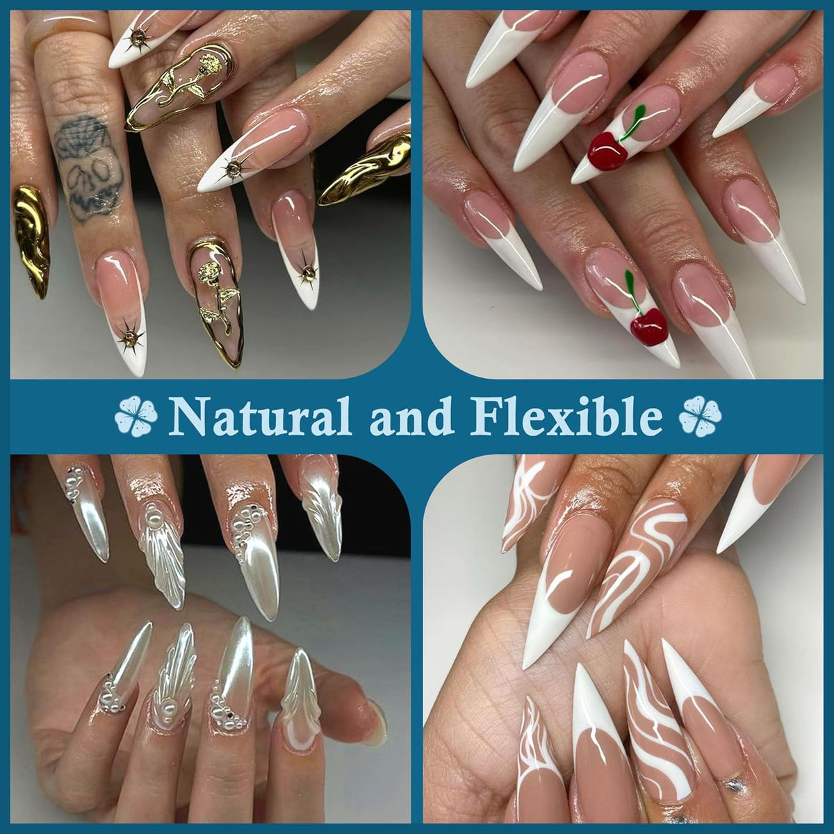 Medium Stiletto Nail Tips: 240 Pcs Full Cover Almond Shape False Nail Acrylic Soft Gel Nails Tips Clear Stiletto Press on Tips Pre-buffed for Nail Art Extension Salon Home DIY 12 Sizes