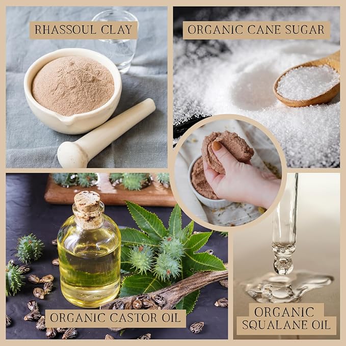 Emulsified Face Sugar Scrub, Organic squalane oil/Castor oil: Chamomile & White Willow Bark, Rhassoul Clay, Kokum Butter, Manuka Honey-Gentle exfoliant: Dry/Sensitive/Acne-Prone (CLARIFY)