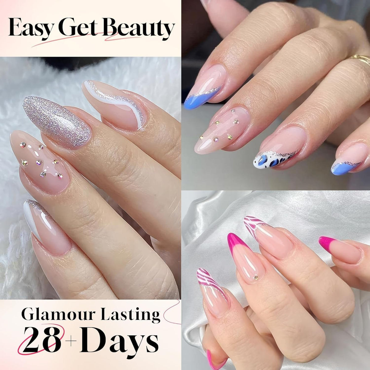 UNA GELLA Medium Almond Gel Nail Tips: Full Matte Almond Shape Nail Tips Half Cover 216pcs Medium Almonds Press On Nails DIY Salon for Fake Acrylic False Nails 12 Sizes, Saving Design Gelly Tips