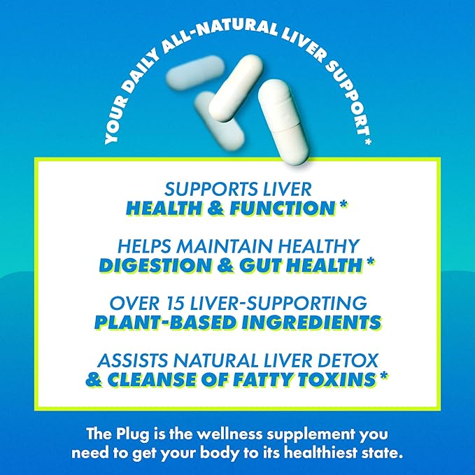 The Plug Liver Cleanse Detox & Repair Pills - Milk Thistle Liver Detox - Fatty Liver Support Supplement - 20 Herbal Liver Capsules, Turmeric & Vitamin B for Healthy Digestive & Immune System
