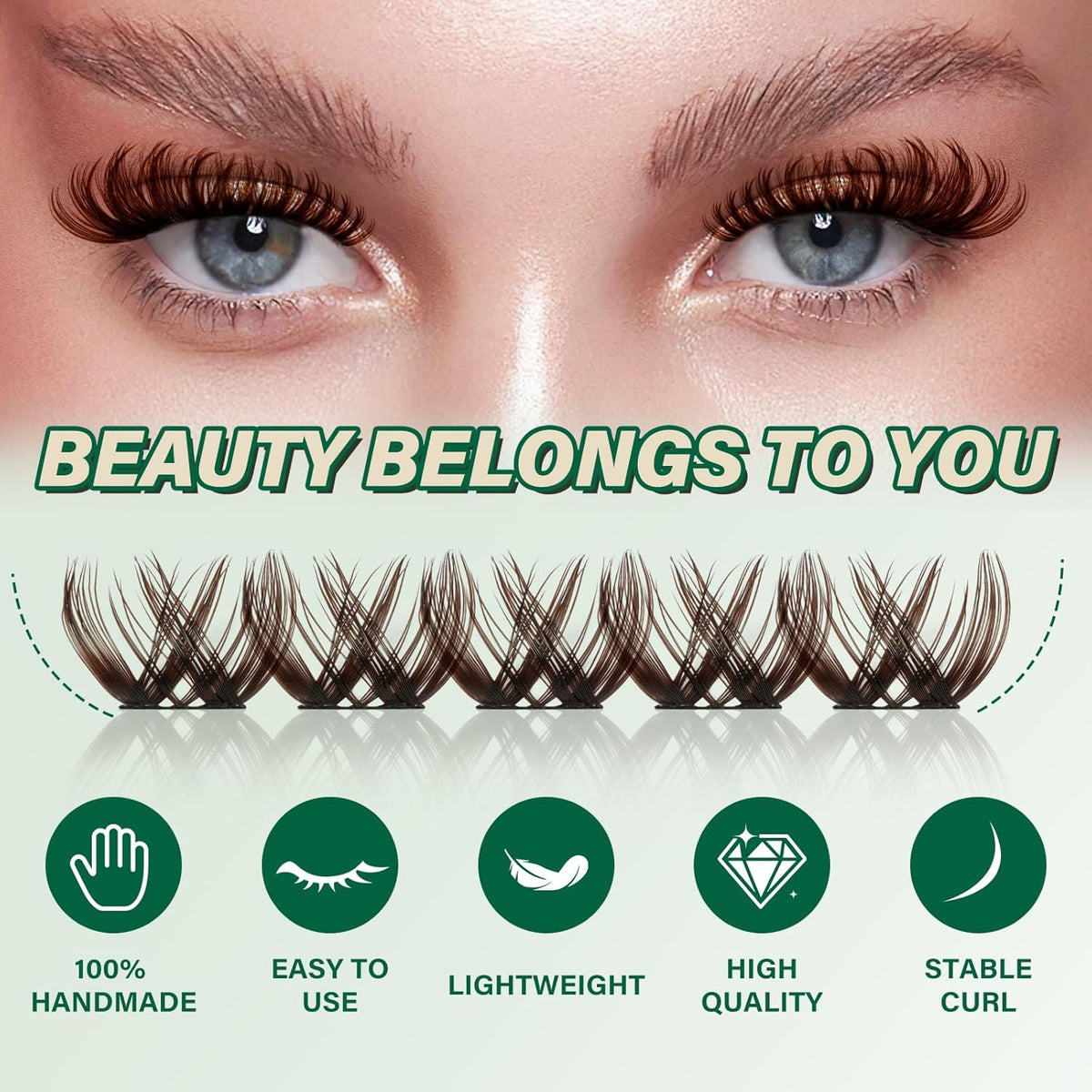KEYYOU Brown Lash Clusters 144pcs Eyelash Clusters 8-18MIX D Curl Cluster Lashes Soft Wispy Lash Clusters Natural Look Brown DIY Lash Extension At Home(Brown02-D-8-18MIX)