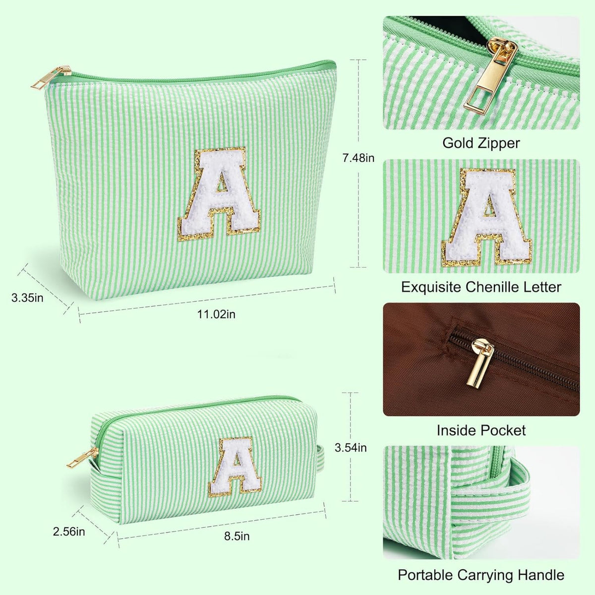 YOOLIFE Gifts for Girls & Women, Teen & Birthday Gifts, Personalized Initial Makeup Bag