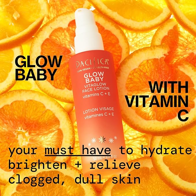 Pacifica Vitamin C Face Lotion Glow Baby VitaGlow Face Moisturizer Glow Recipe, Vitamin E, Antioxidants, Dermatologist Tested 1.7 oz