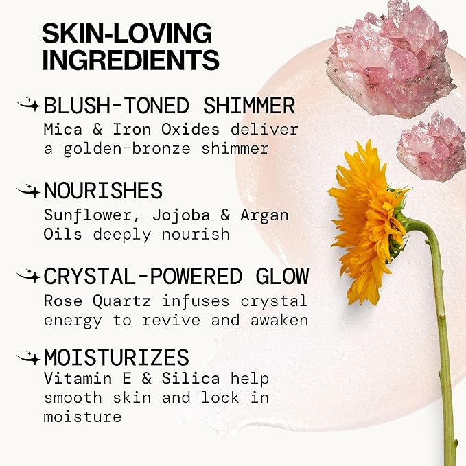 Pacifica Rose Quartz Body Oil – High Vibration Hydrating Body Oil with Natural Plant Oils & Rose Quartz Crystals, Moisturizing & Nourishing, Vegan & Cruelty-Free, Clean Beauty, Floral Scent, 4 oz
