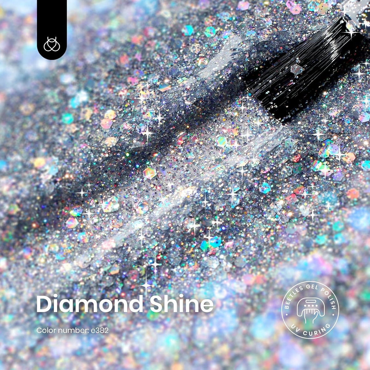 Beetles Glitter Gel Nail Polish, 15ml Silver Chrome Gel Polish, Diamond Shine Nail Polish, Soak Off U V LED Nail Lamp Long Lasting Highly Shine Nail Art Gifts for Women