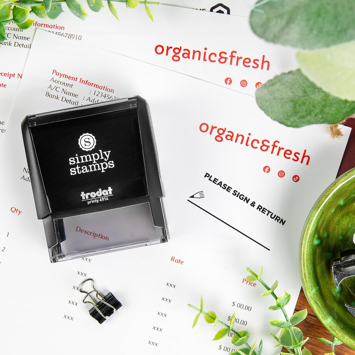 Please Sign & Return Office Stamp | 4 Different Sizes | 20 Designs | Multiple Color Options | Perfect for Quick Validation of Office Documents (Please Sign & Return, Xtra Large)