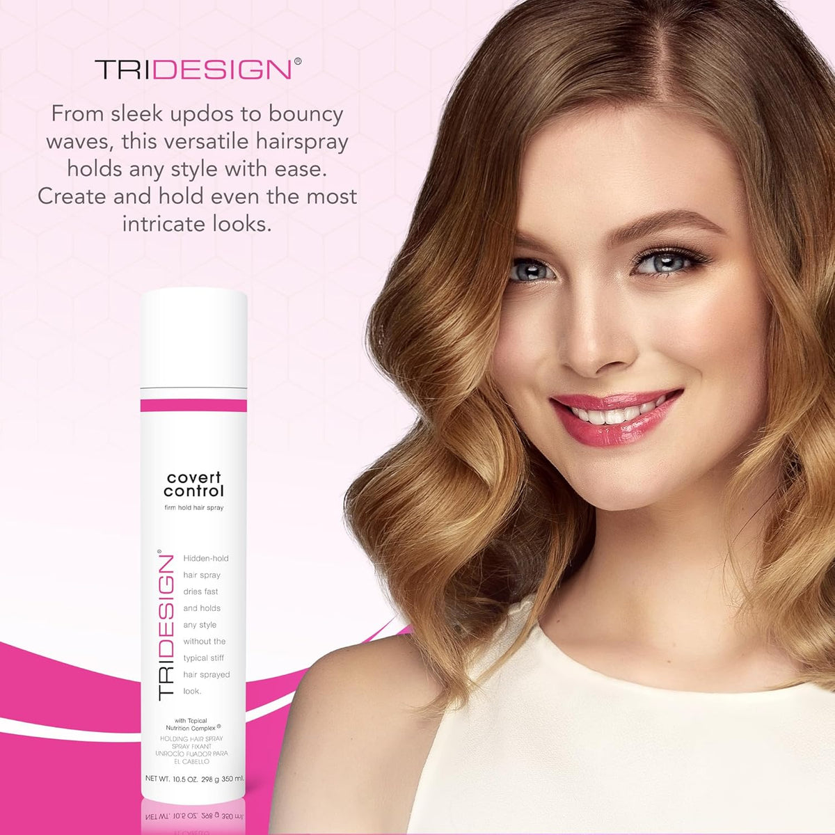 TRI Design Covert Control - Fast-Drying Hairspray for Women and Men, Strong Hold and Hair Setting, Provides Hidden Control, 10.5 Oz