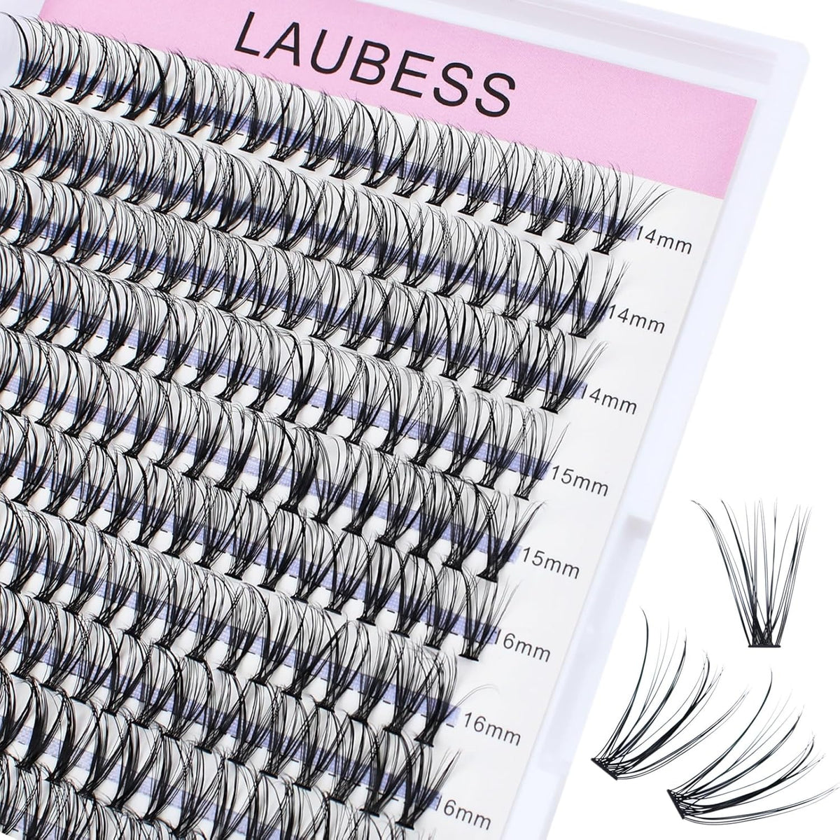 Lash Clusters LAUBESS Individual Lashes Waterproof Eyelash Clusters Mixed Tray Cluster Eyelash Extensions Soft Cluster Lashes for Beginners(20D-0.07C-14-18)