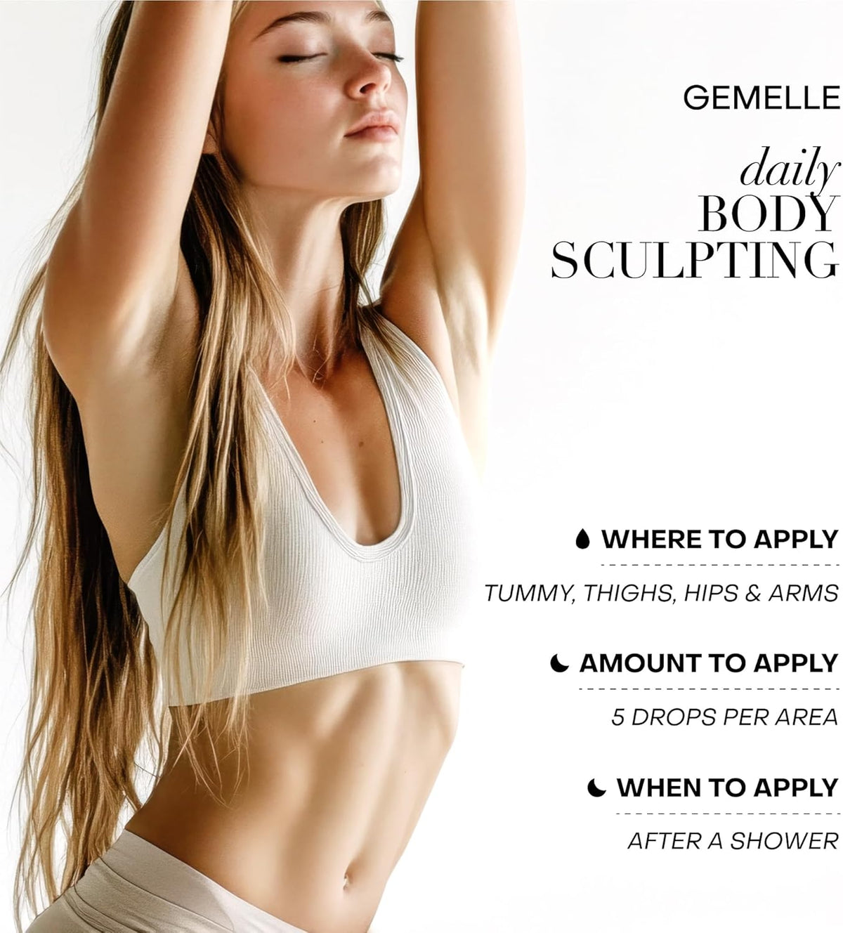 GEMELLE Lymphatic Gua Sha Body Oil | 10x Award Winner | Lymphatic Drainage, Anti-Cellulite, Sculpting | Vitamin E | Targeted Use with Gua Sha Tool | Natural, Clean Beauty – 15ml Travel, Starter Kit