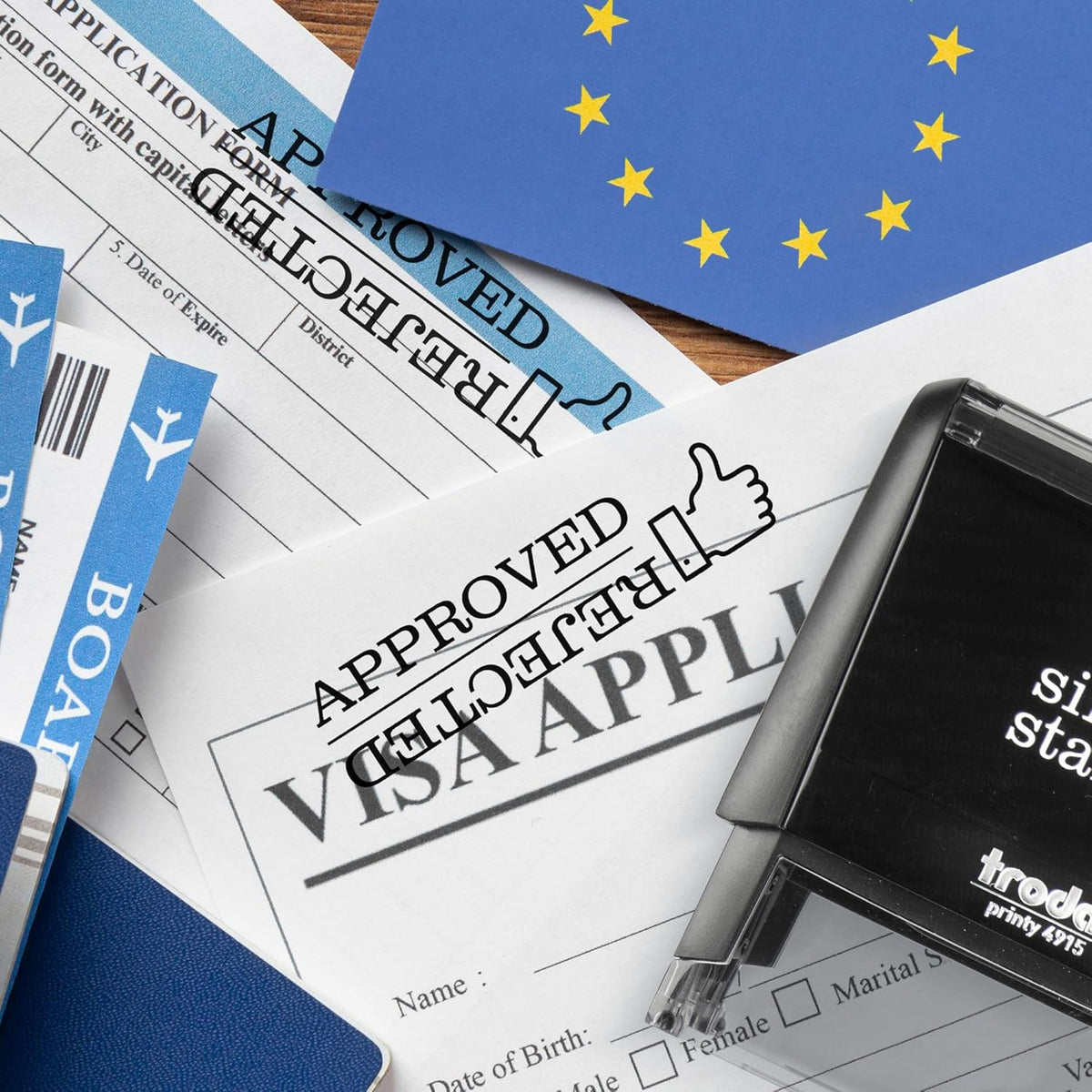 Approved/Rejected Office Stamp | 4 Different Sizes | 20 Designs | Multiple Color Options | Perfect for Quick Validation of Office Documents (Approved/Rejected, Xtra Wide)