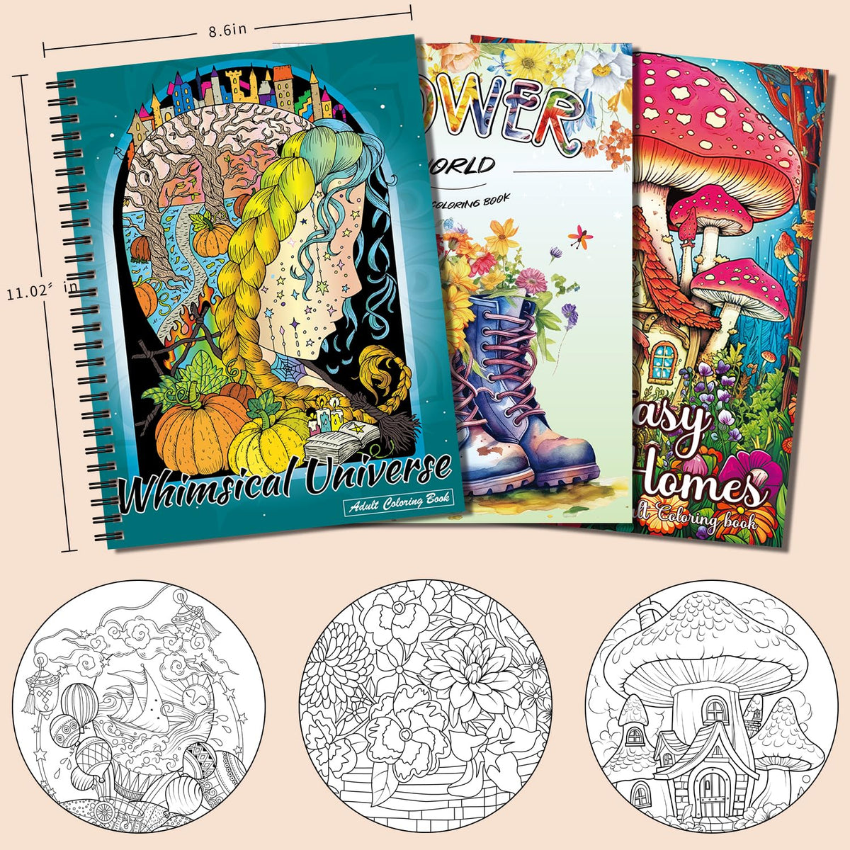 Coloring Books Set:6 Coloring Books for Adults