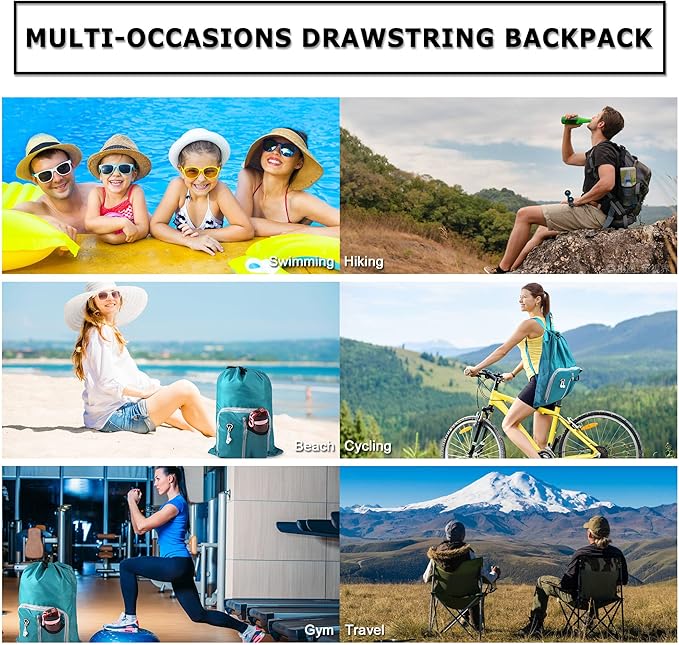 BeeGreen Drawstring Backpack for Men Women Athletic Gym Sports Workout Beach Swim …