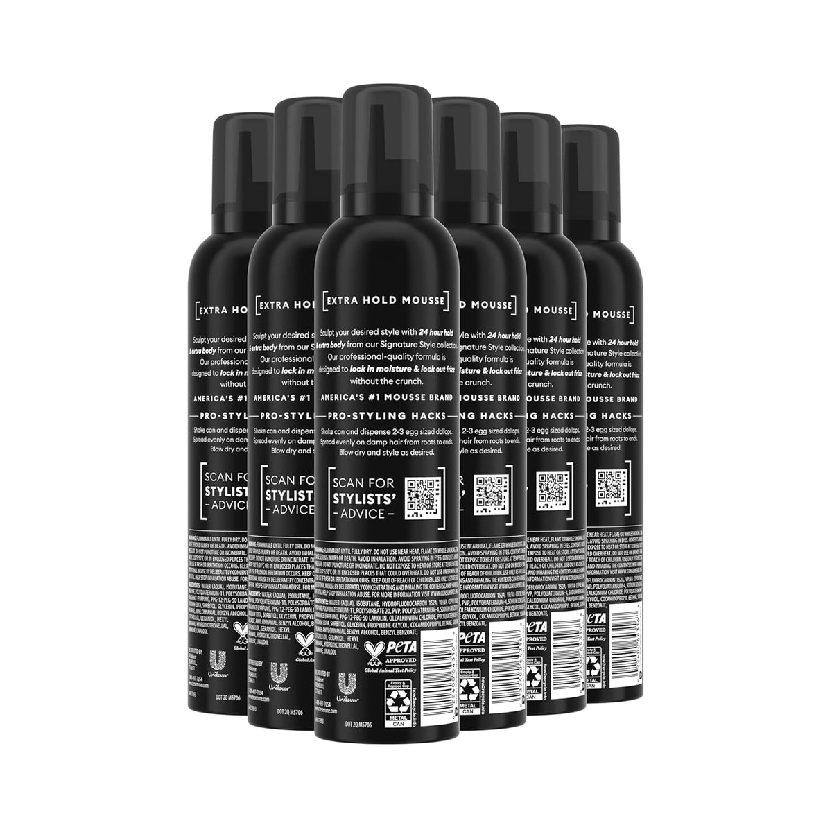 TRESemmé Hair Mousse Pack of 6 Extra Hold For 24H Touchable Hold & Volume with Pro Lock Tech 10.5 FL Oz