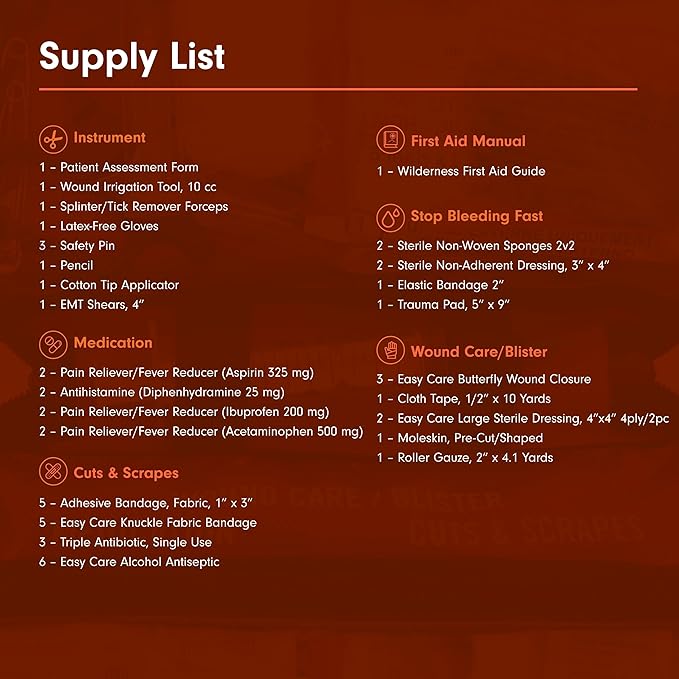 Adventure Medical Kits Sportsman Series Medical Kit - 200 - First Aid Kit for Camping, Hiking, Hunting & More - For 4 People for 4 Days - Includes Bandages, Medicine, Guide Book & More