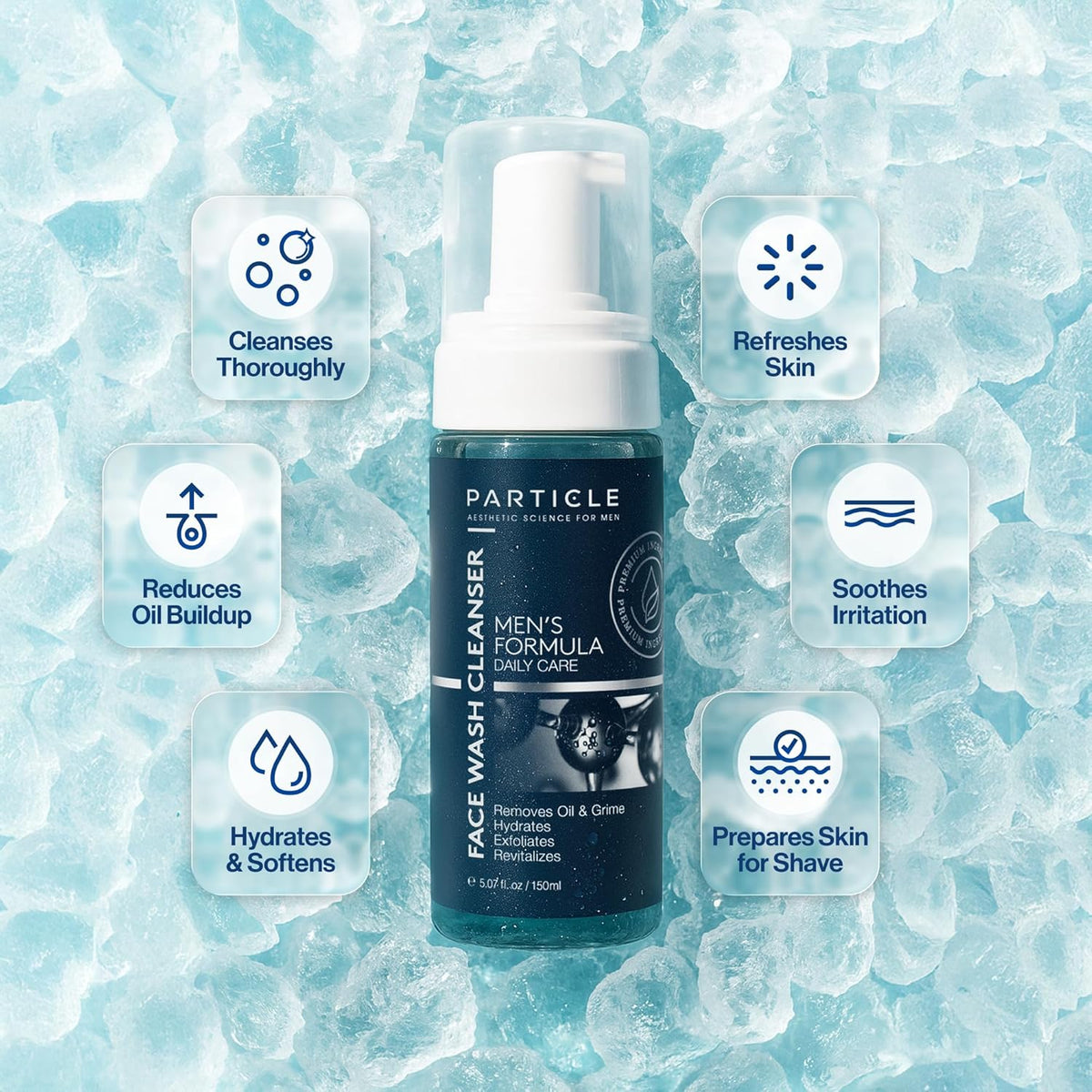 Particle Mens Face Wash - Anti Aging Face Cleanser for Men (5.07 Oz) - Daily Moisturizing Face Wash for Men - Revitalizes, Hydrates & Soothes, All Skin Types & All Ages