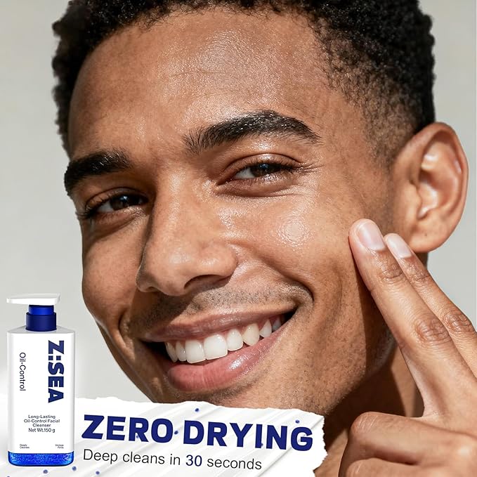 Z:SEA Foaming Face Wash, 5.29 Oz - Amino Acid & Salicylic Acid + Dual Seaweed, Gentle All-Gender Cleanser for Oil Control & Acne