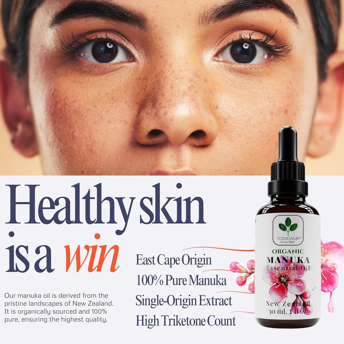 100% Pure Manuka Oil from New Zealand | Therapeutic-Grade Essential Oil for Wound Care, Skin Soothing, Nail & Scalp Health | Organic, Undiluted, Cold-Pressed Manuka for Face, Hair & Body