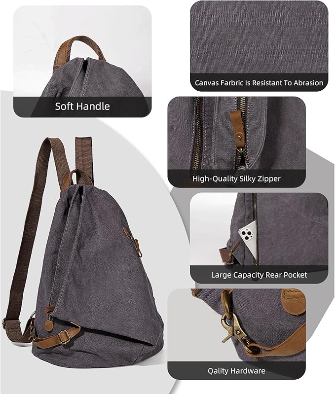 KL928 Canvas Vintage Backpack – Large Casual Daypack Outdoor Travel Rucksack Hiking Backpacks for Men Women