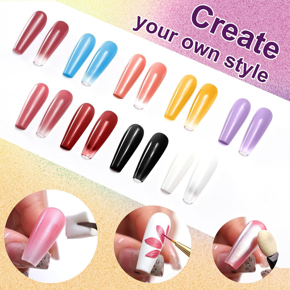 Gradient Painting Gel, 9 Colors Ombre Gel Nail Polish forPigment Pat Aura Nails French Manicure Soak Off UV Long-lasting Home Salon DIY Nail Art Victorian Oddity Color