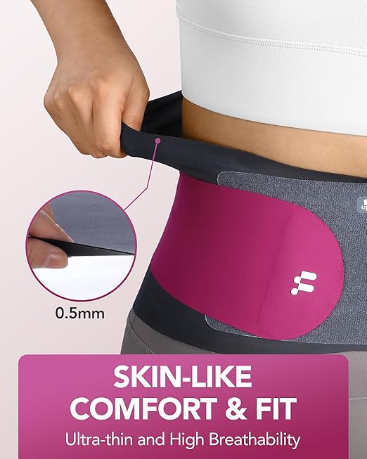 0.5mm Ultra Thin Back Brace with 3D Lumbar Pad, Seamless Yoga Fabric, Lightweight Back Brace for Lower Back Pain Women Men, Sciatica, Posture, Back Support Brace for Wearing Under Clothes