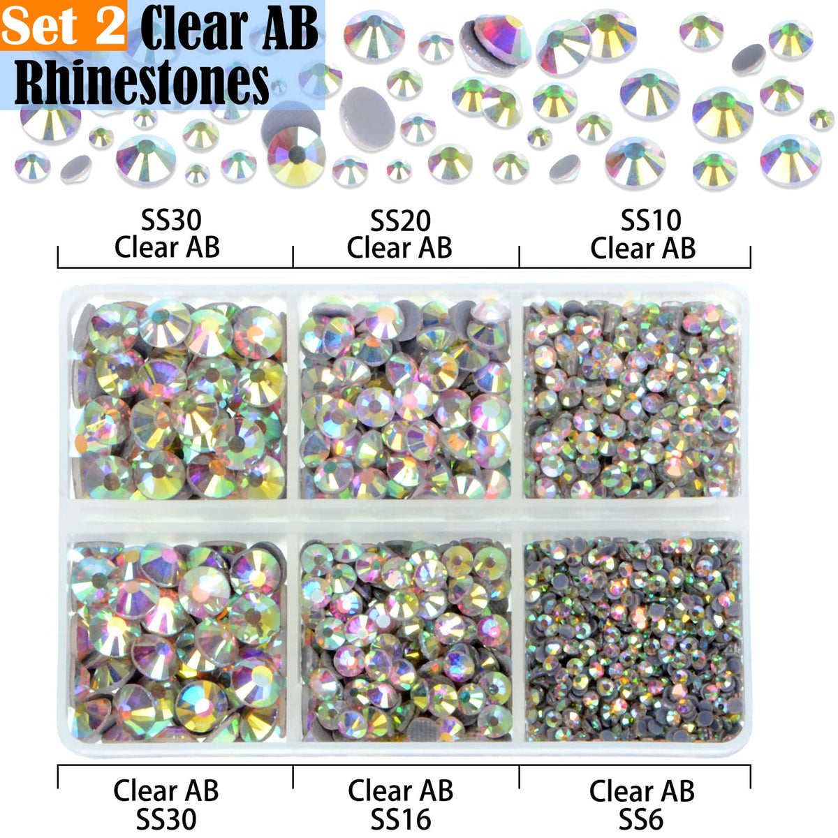 LPBeads 10000pcs Hotfix Rhinestones Flatback Glass Clear and AB Crystal Rhinestone with Tweezers and Picking Pen for Crafts Clothes Nail Art