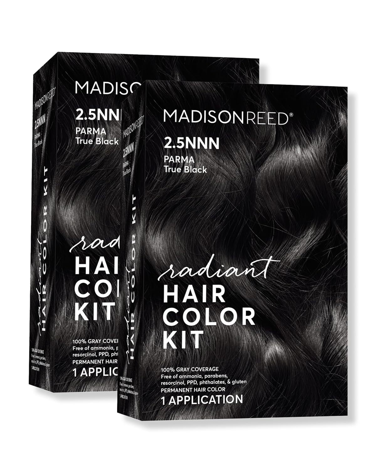 Madison Reed Radiant Hair Color Kit | 2.5NNN Soft Black (Parma Black) 100% Maximum Gray Hair Coverage | Salon-Quality Permanent Hair Dye for Resistant Grays | PPD-Free & Ammonia-Free |2 Pack