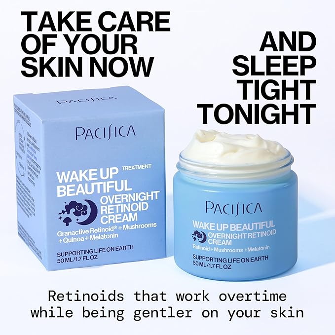 Pacifica Wake Up Beautiful Retinoid Night Cream – Overnight Anti-Aging Moisturizer with Hyaluronic Acid & Melatonin, Reduces Wrinkles & Fine Lines, Hydrating and Gentle for Dry or Mature Skin, Vegan