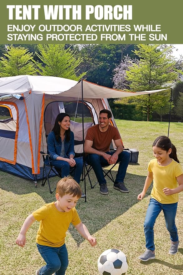 Camping Tents, 4-8 Person Stand Up Tent, Straight-Wall Design,with Full-Coverage PU-Coated All-Around Tents for Camping, Hiking, Picnic, Bivy