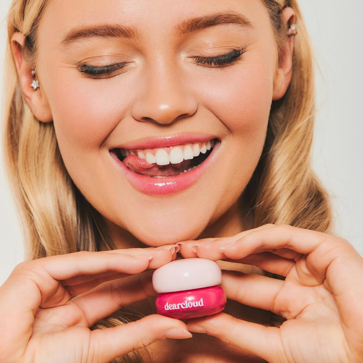 dearcloud Dewy Lip Jam – Hydrating Lip Balm & Gloss with Vitamin E, Korean Skincare (Pink Lychee)