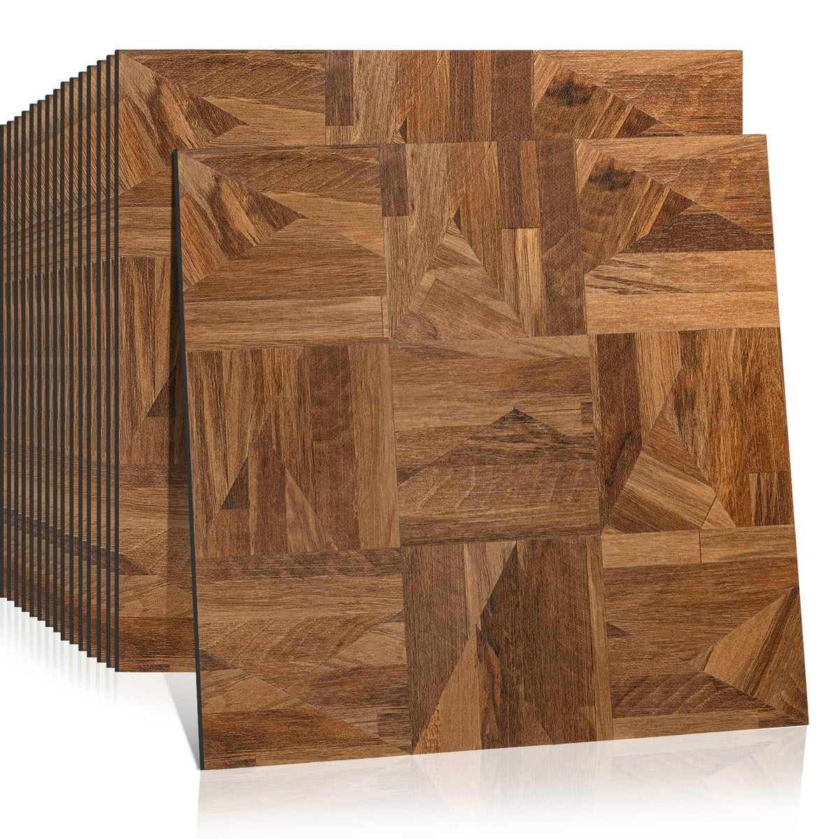 Midcard 10-Sheet Peel and Stick PVC Backsplash Tile, Natural Oak Triangle Puzzle
