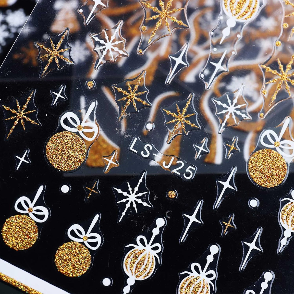 8 Sheets Glitter Christmas Nail Art Stickers Decals Self-Adhesive Holiday Gold Snowman Snowflake Winter Nail Supplies Nail Art Design Decoration Accessories