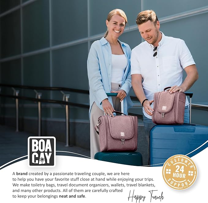 BOACAY Extra Large Hanging Travel Toiletry Bag for Women and Men, Makeup Bag, Bathroom & Shower Organizer Kit for Accessories, Cosmetics, Essentials