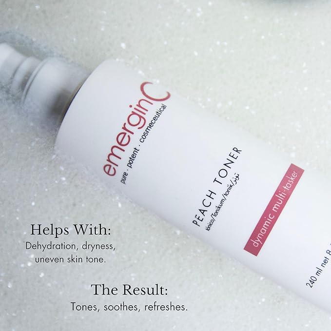 emerginC Peach Toner - Facial Toner with Vitamin C + Witch Hazel to Refresh + Soothe Skin (8.1 oz, 240 ml)