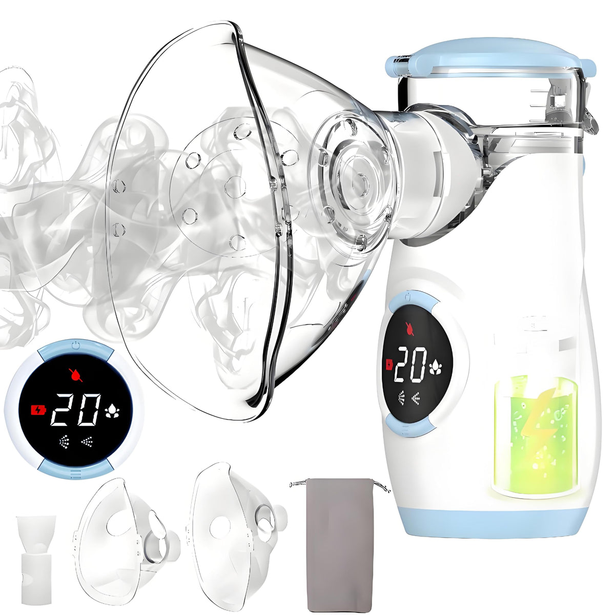 Misty Nebulizer, Portable Nebulizer with Intuitive LED Interface and Auto-Cleaning, Handheld Nebulizer for Adults Kids