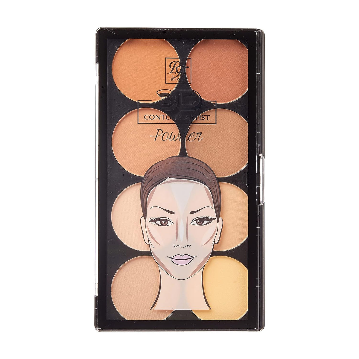 Ruby Kisses Flawless Finish with 3D Contour Powder Makeup Palette - Multiple Contouring Options, Easy Blending, Long-lasting formula, Sculpt &Highlighting, Professional finish (Light Medium)