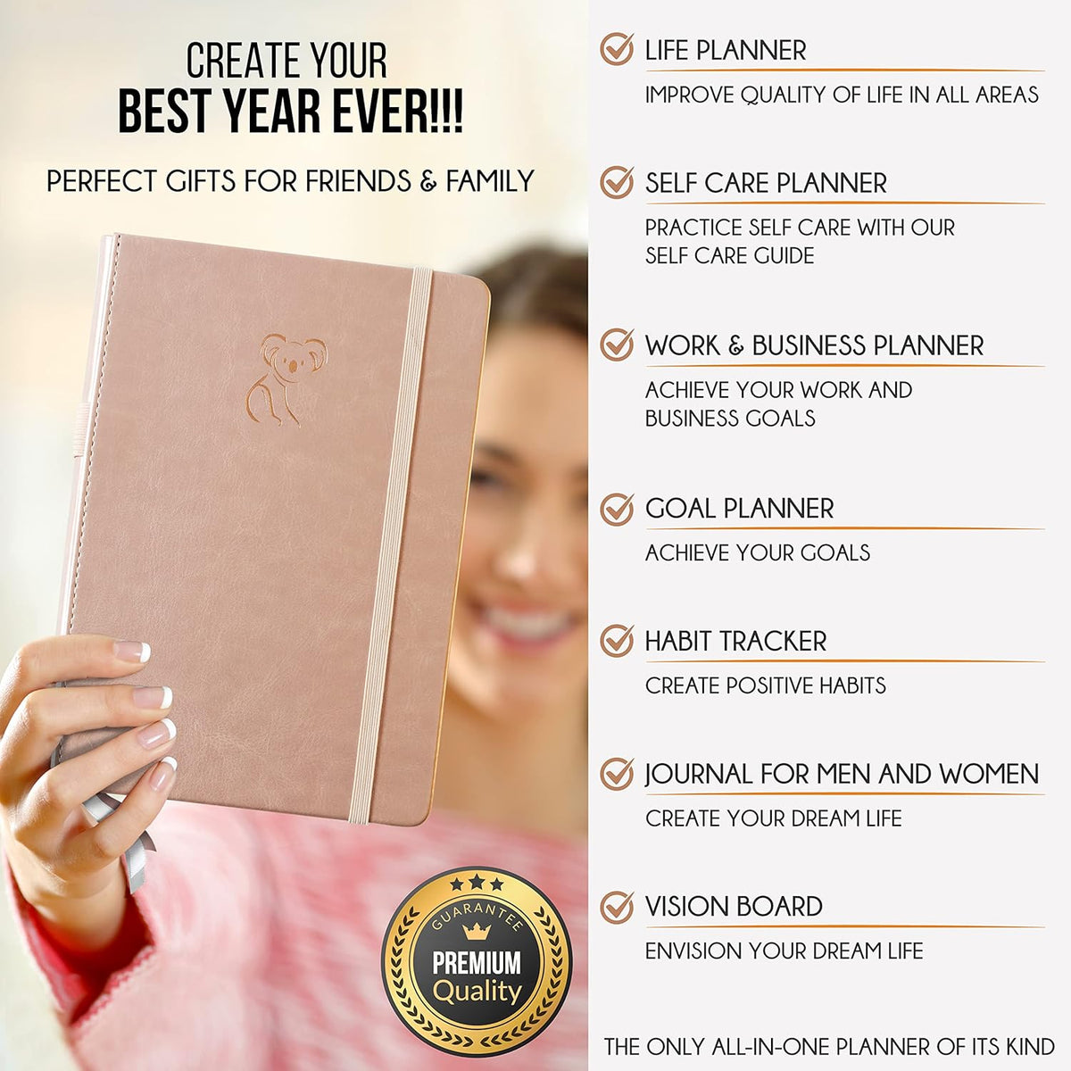 Life Planner - Gratitude Journal for Men & Women | Daily, Weekly & Monthly Planner with Budget Section, Time Blocking, Habit Tracker for Peace of Mind Planning to Increase Productivity & Happiness