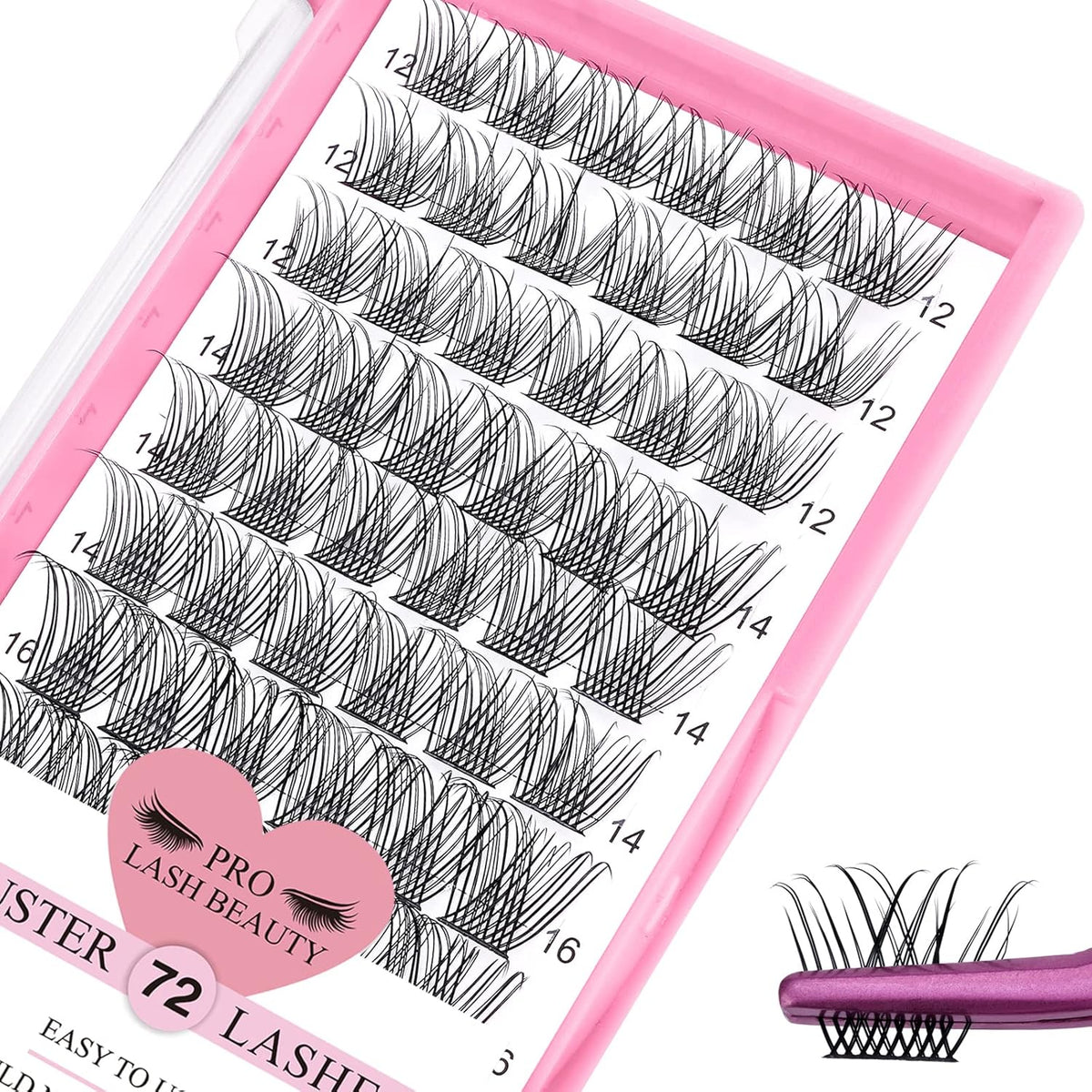Cluster Lashes, 72 Pcs Individual Lashes, Lash Clusters DIY Eyelash Extension, Natural Lashes Super Thin Band Reusable Soft & Comfortable (Natural-C-12-18 mix)