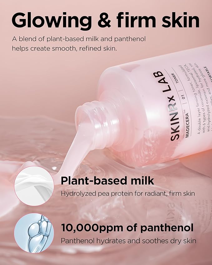 SKINRxLAB MadeCera Cream Double Essence Firming Korean Toner – Dual Layer Hydration Toner with Milk Protein, Ceramide and Panthenol - Makeup Boosting for Smooth Skin, 5.07 fl.oz.