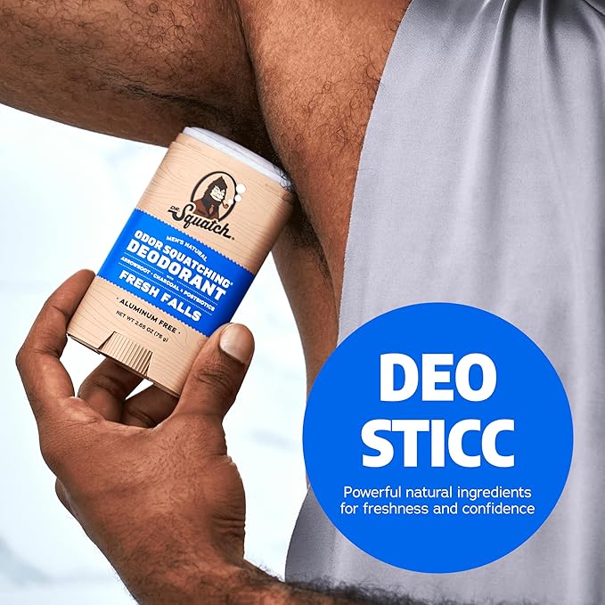 Dr. Squatch Natural Deodorant for Men - Odor-Squatching Aluminum Free - Fresh Falls (2.65 oz, 3-Pack)