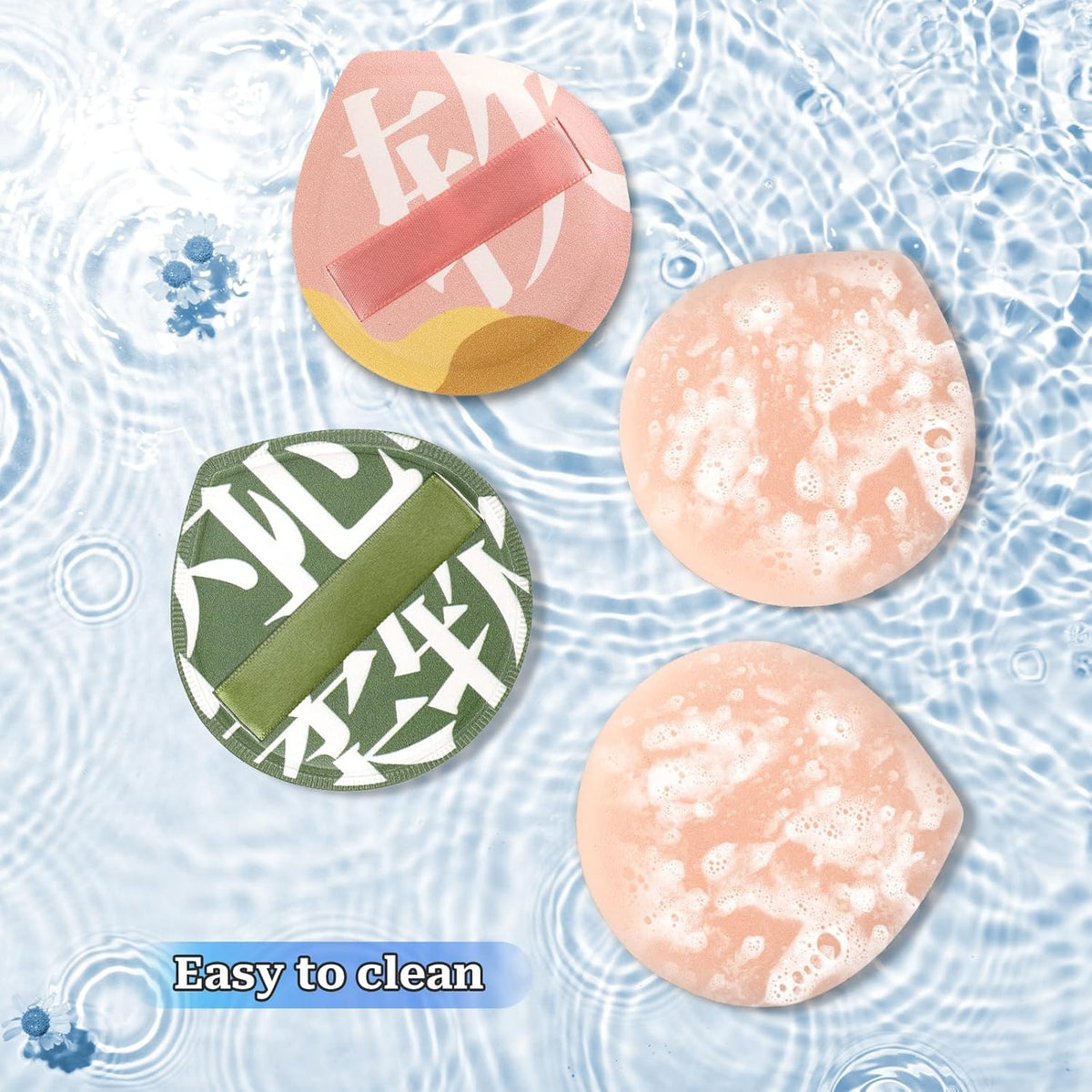 4 PCS Foundation Sponge, Korean Makeup Sponge Puff Teardrop Setting Powder Puff Face Makeup Cushion Puff Soft Beauty Blender Sponge for Concealer Liquid Cream and Powder, Beginner Friendly, Medium