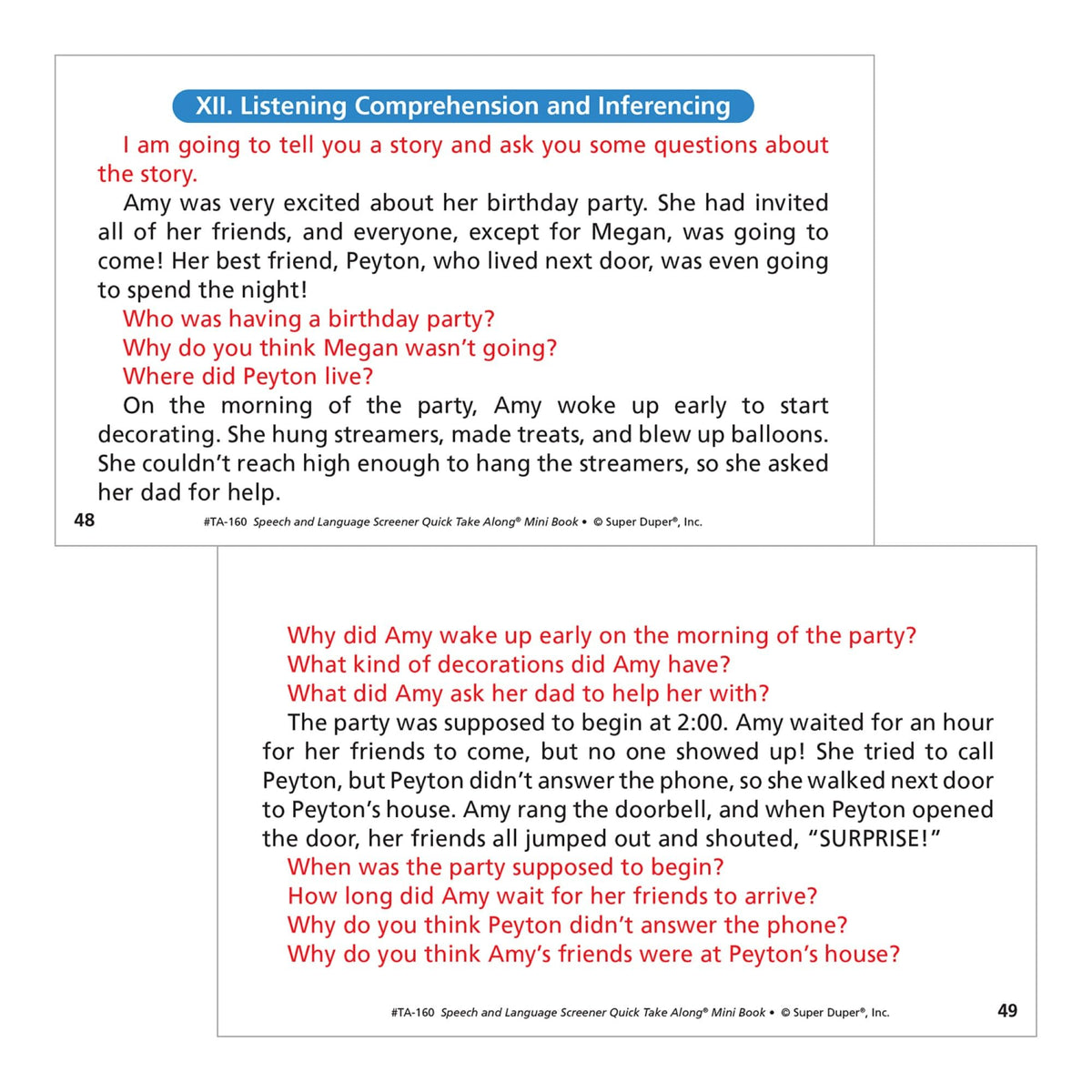Super Duper Publications | Speech and Language Screener Quick Take Along® Mini-Book | Educational Learning Resource for Children