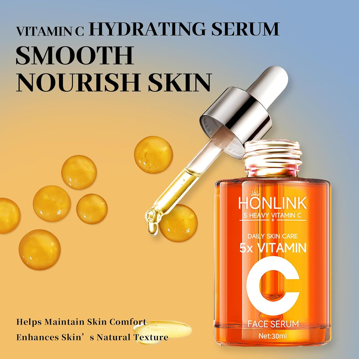 Premium 5X Vitamin C Korea Serum for Face 30ML,Hydrating Faical Essence,Hyaluronic Acid, Centella For Dull Facial Skin,Uneven Tone,Fine Lines,Pores (1 Serum)