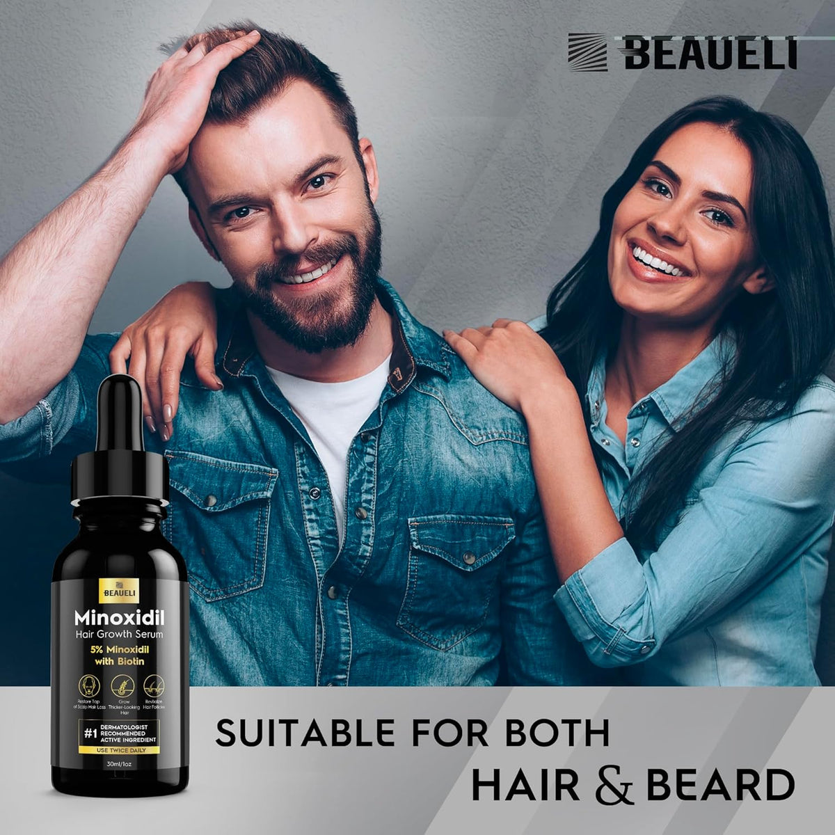 5% Minoxidil Hair Growth for Men and Women: Extra Strength Minoxidil Regrowth Treatment Serum for Thinning Hair Loss to Grow Thicker Fuller Faster 30ml 3Bottles